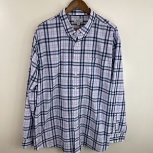 Croft & Barrow Shirt Mens 2XL XXL Purple Plaid Long Sleeve Button Down